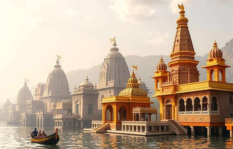 Margao Marvels - Varanasi Expansion Concept Concept art for Margao Marvels Varanasi expansion showing traditional ghats and temples along the Ganges river